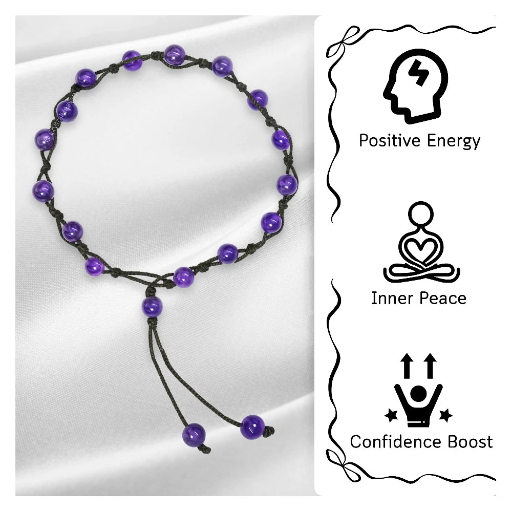 Amethyst Anklet (Hand Knotted)