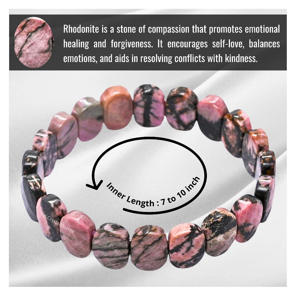 Rhodonite Faceted Beads Bracelet - Oval Stone