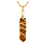 Tiger Eye Necklace - Spiral Pencil Point (Gold)
