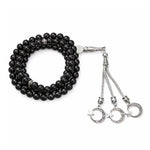 Black Tourmaline Crystal Tasbih (Silver)