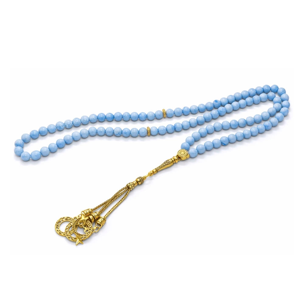 Angelite Crystal Tasbih (Gold)