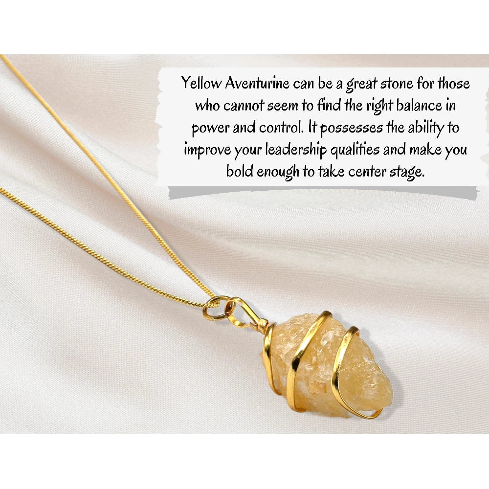 Yellow Aventurine Necklace - Raw Crystal (Gold)