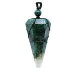 Moss Agate Pendulum Pendant Necklace (Macrame)