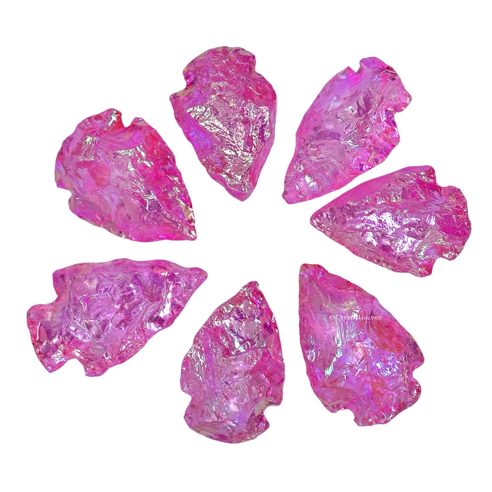 Pink Rose Aura Quartz Arrowhead - 1" to 1.5"