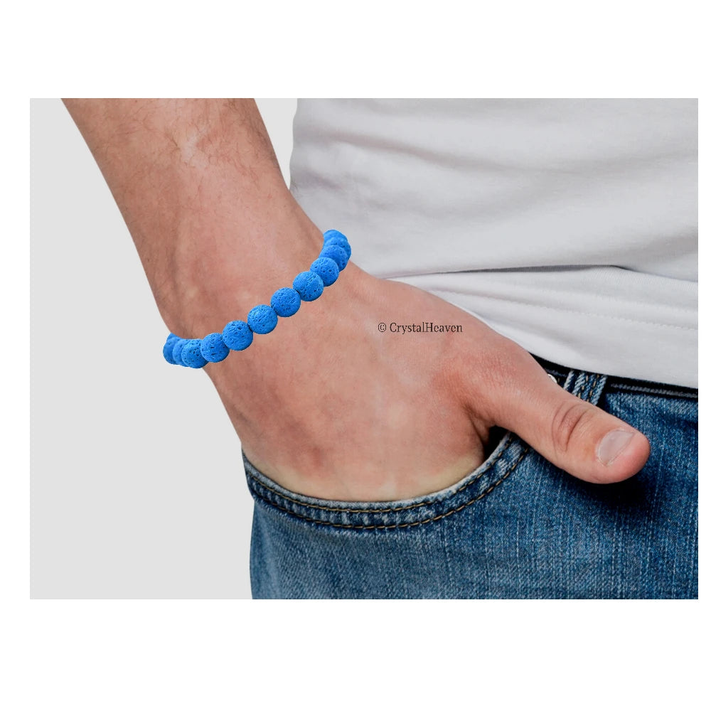 Blue Lava Stone Bracelet (Elastic)