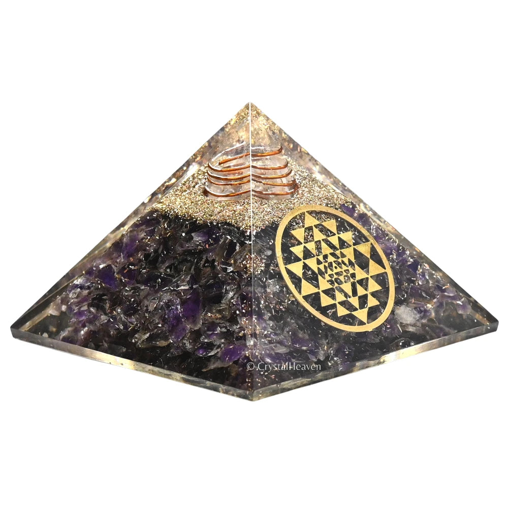 Amethyst Orgone Pyramid (Round shriyantra)