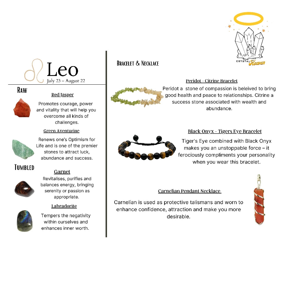 Leo Healing Crystals and Stones Premium Set