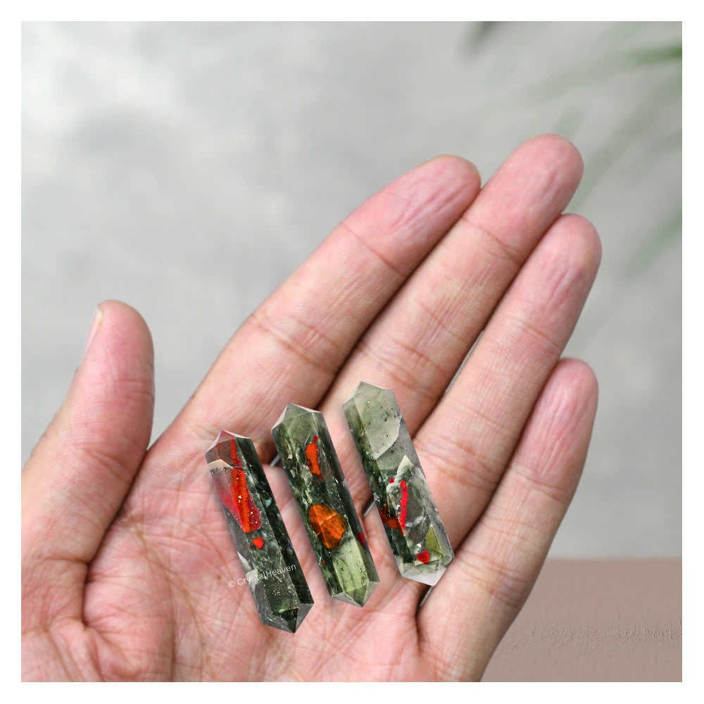 African Bloodstone Pencil Points (Double Terminated) (Set of 3)