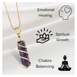 Amethyst Necklace - Spiral Pencil Point (Gold)