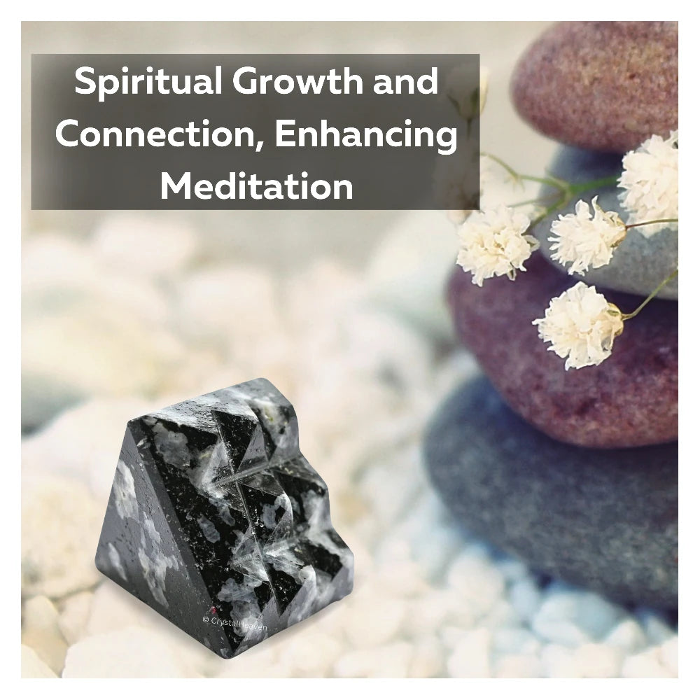 Black and White Tourmaline Lemurian Pyramid - Under 9 Pyramid Plate