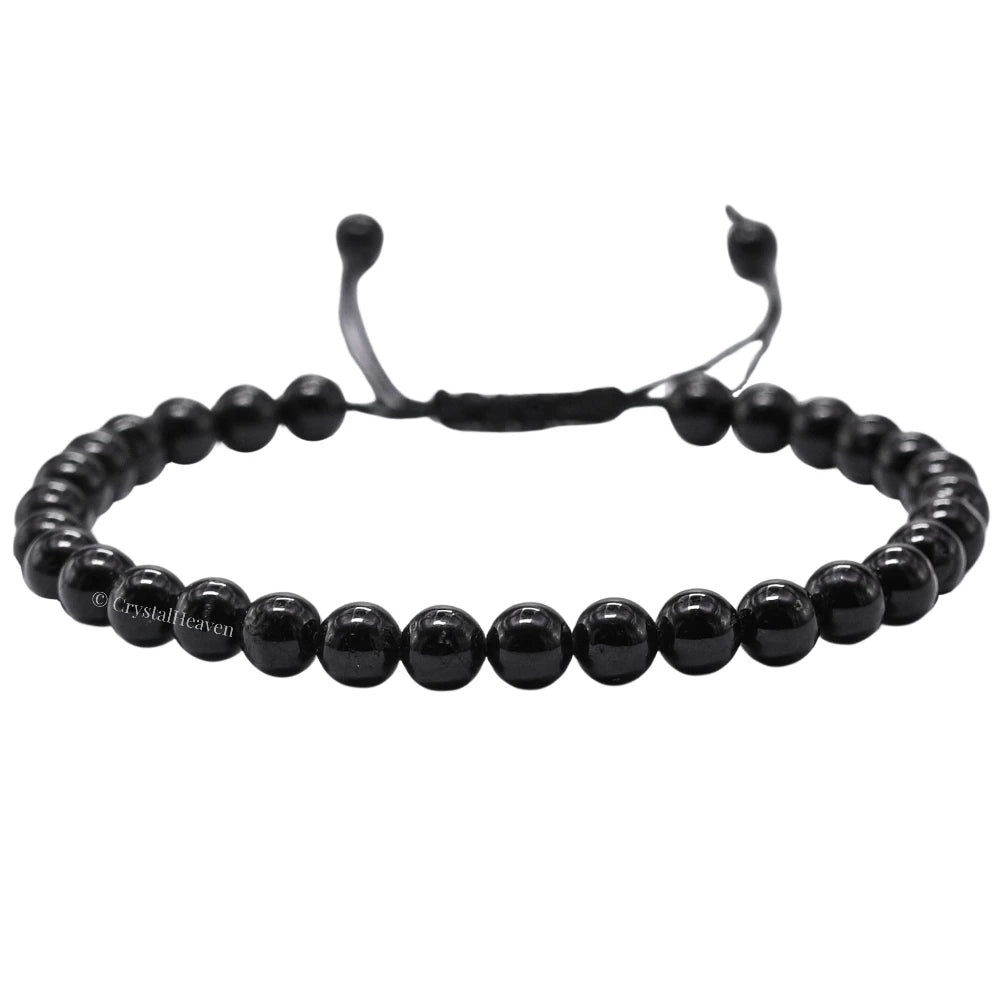 Black Tourmaline Healing Crystal Bracelets - 6mm Beads (Adjustable)
