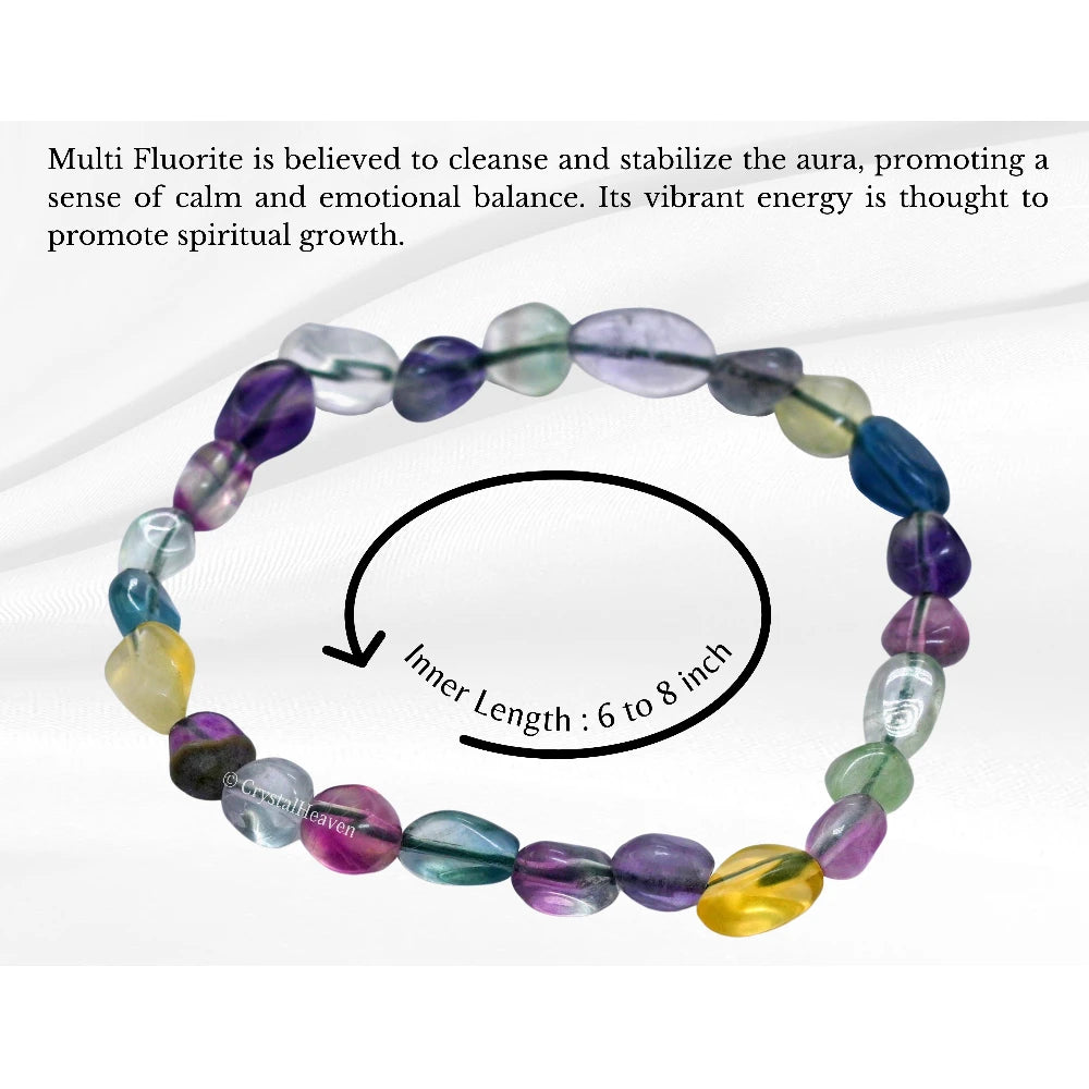 Multi Fluorite Tumbled Bracelet (Elastic)