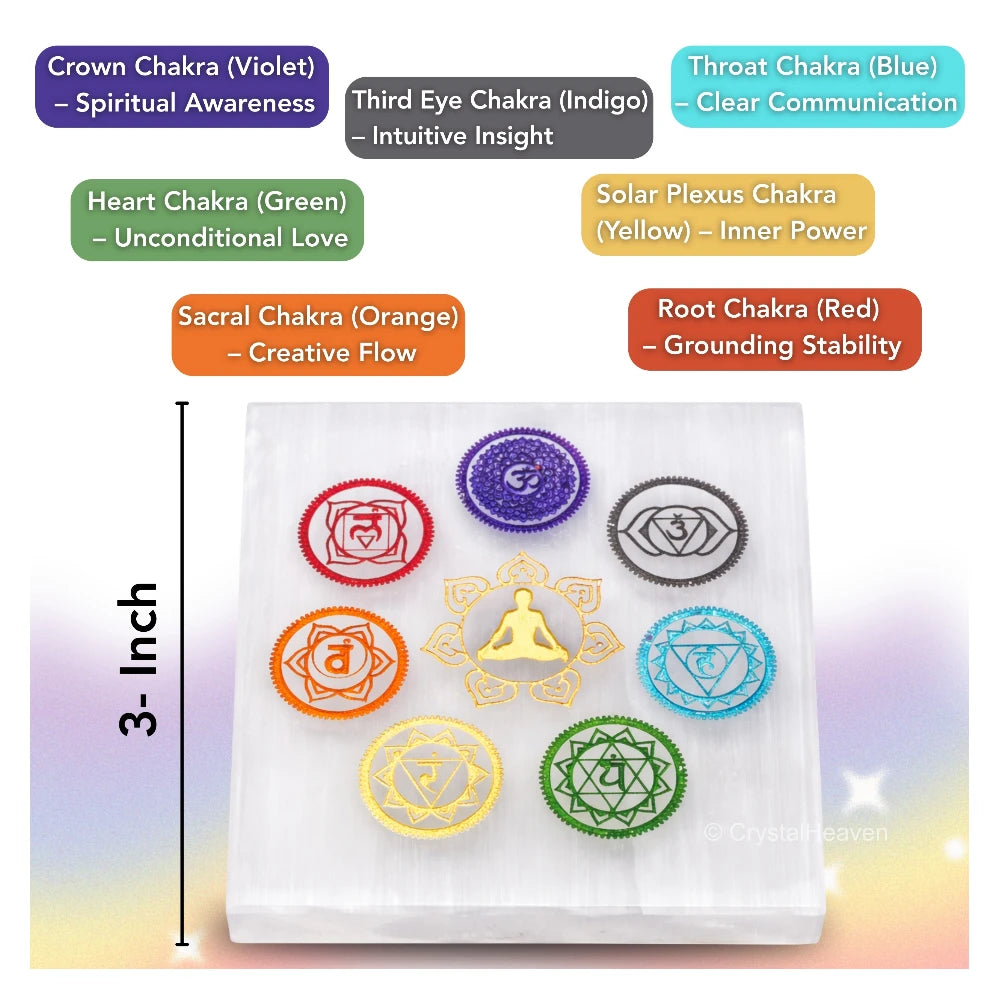 Selenite Charging Plate - 7 Chakra (Square)