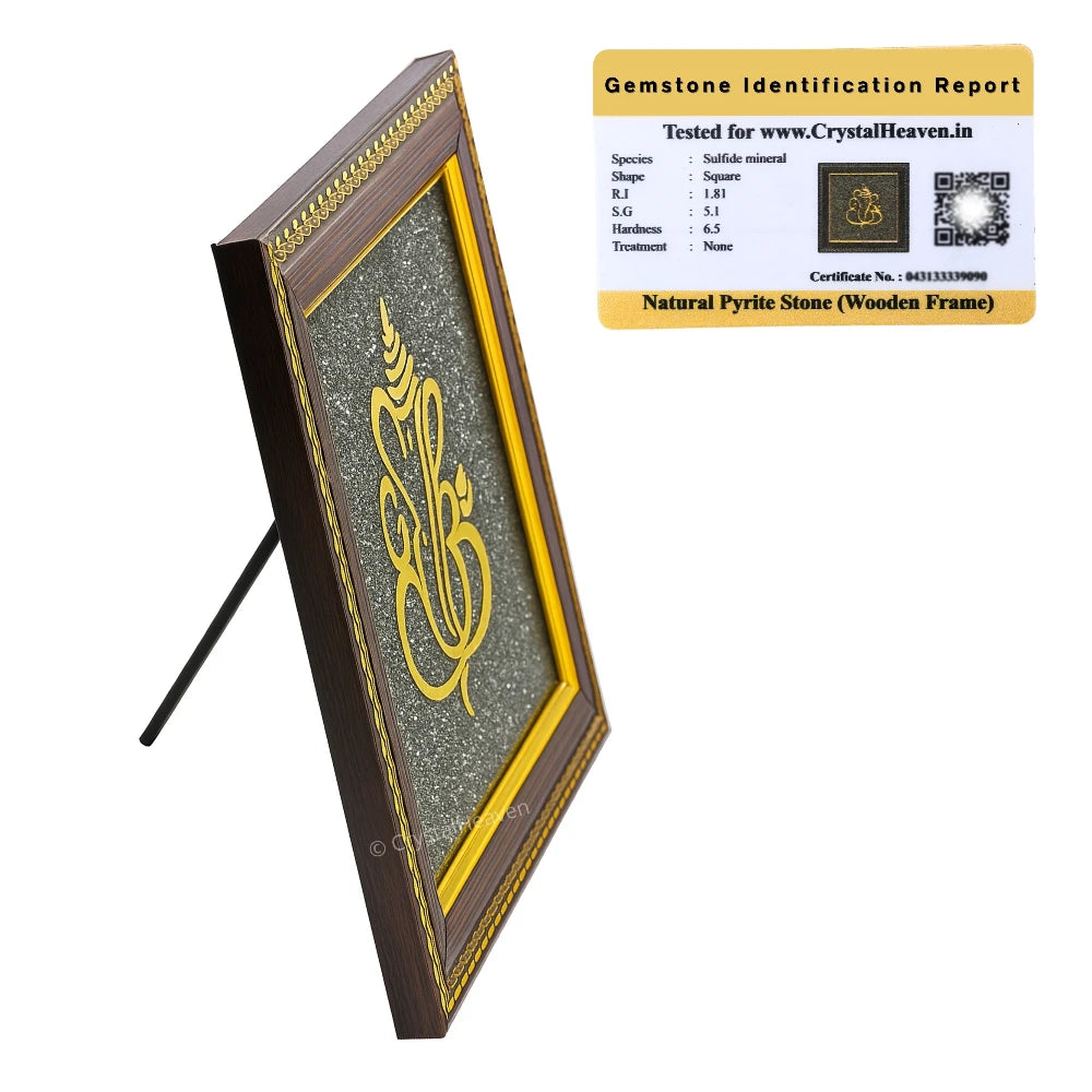 Golden Ganesha on Natural Pyrite Frame – Vastu Decor