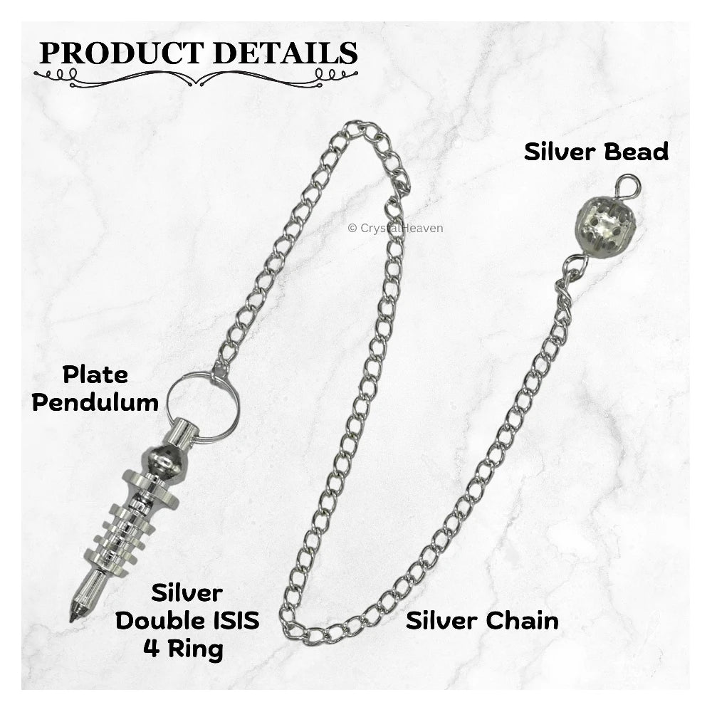 Metal Brass Pendulum - Silver Double ISIS 4 Ring with Plate (MP96)
