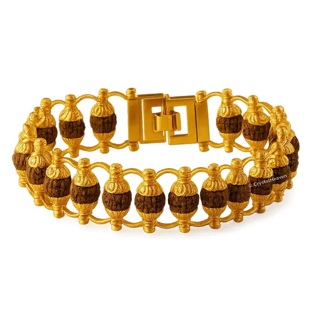Rudraksha Bracelet (Classic Gold Chain)