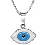 White Evil Eye Pendant Necklace (Silver)