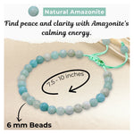 Amazonite Healing Crystal Bracelets - 6mm Beads (Adjustable)