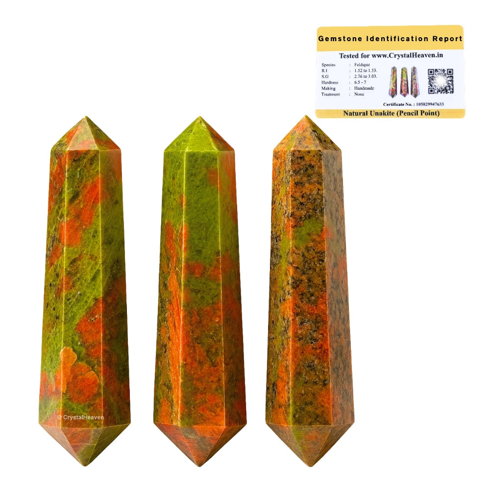 Unakite Pencil Points (Double Terminated) (Set of 3)