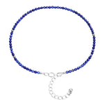 Lapis Lazuli Anklet - 2mm Faceted Beads (Silver)