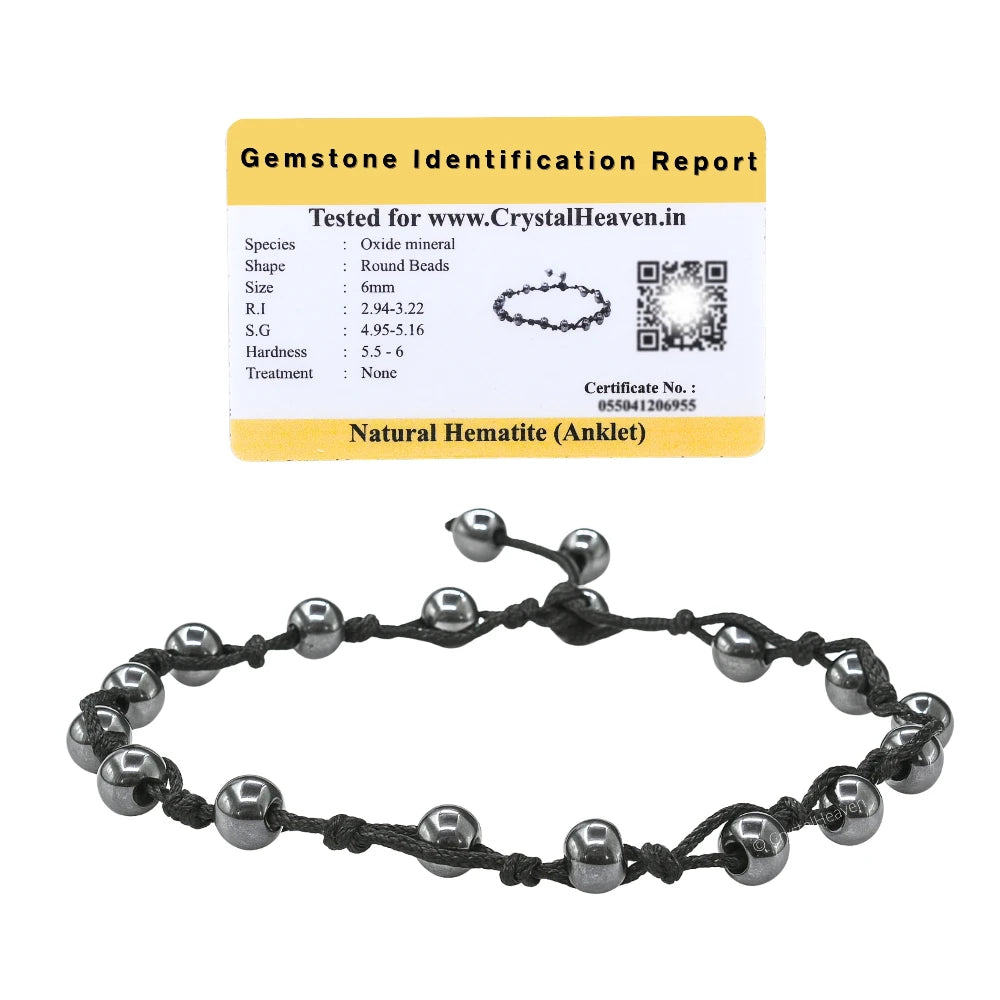 Hematite Anklet (Hand Knotted)