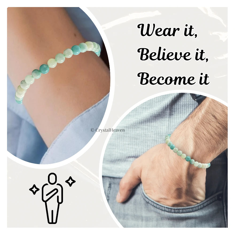 Amazonite Healing Crystal Bracelets - 6mm Beads (Adjustable)