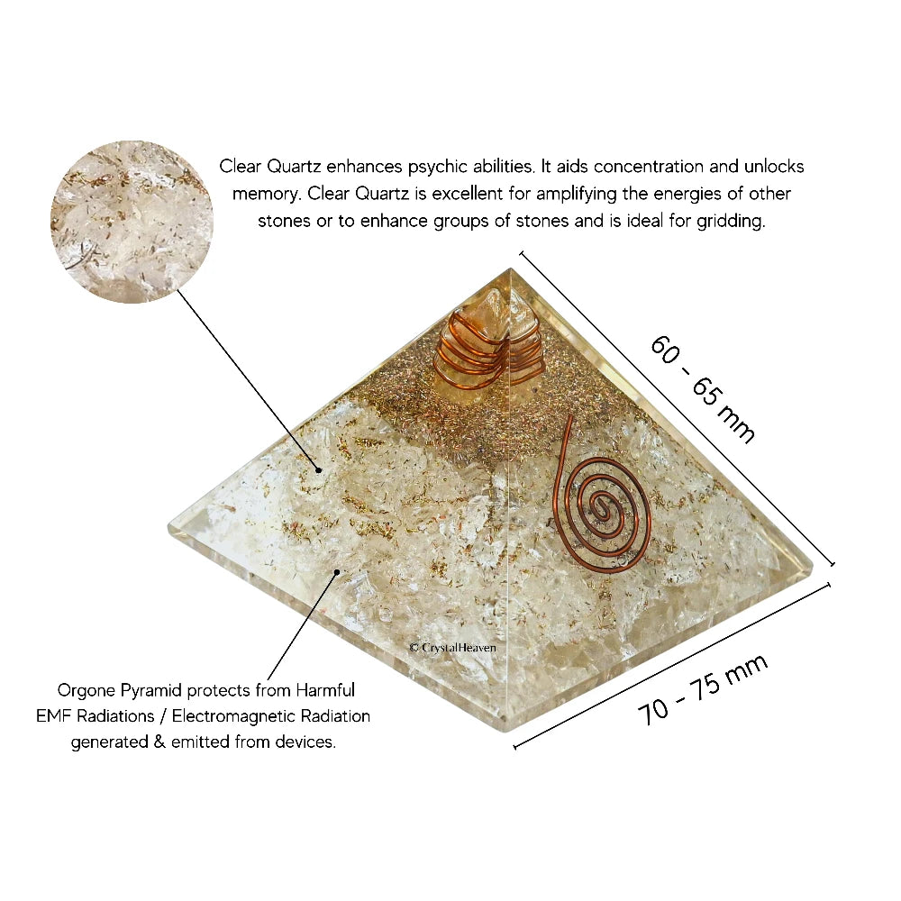 Clear Quartz Crystal Orgone Pyramid - Coil