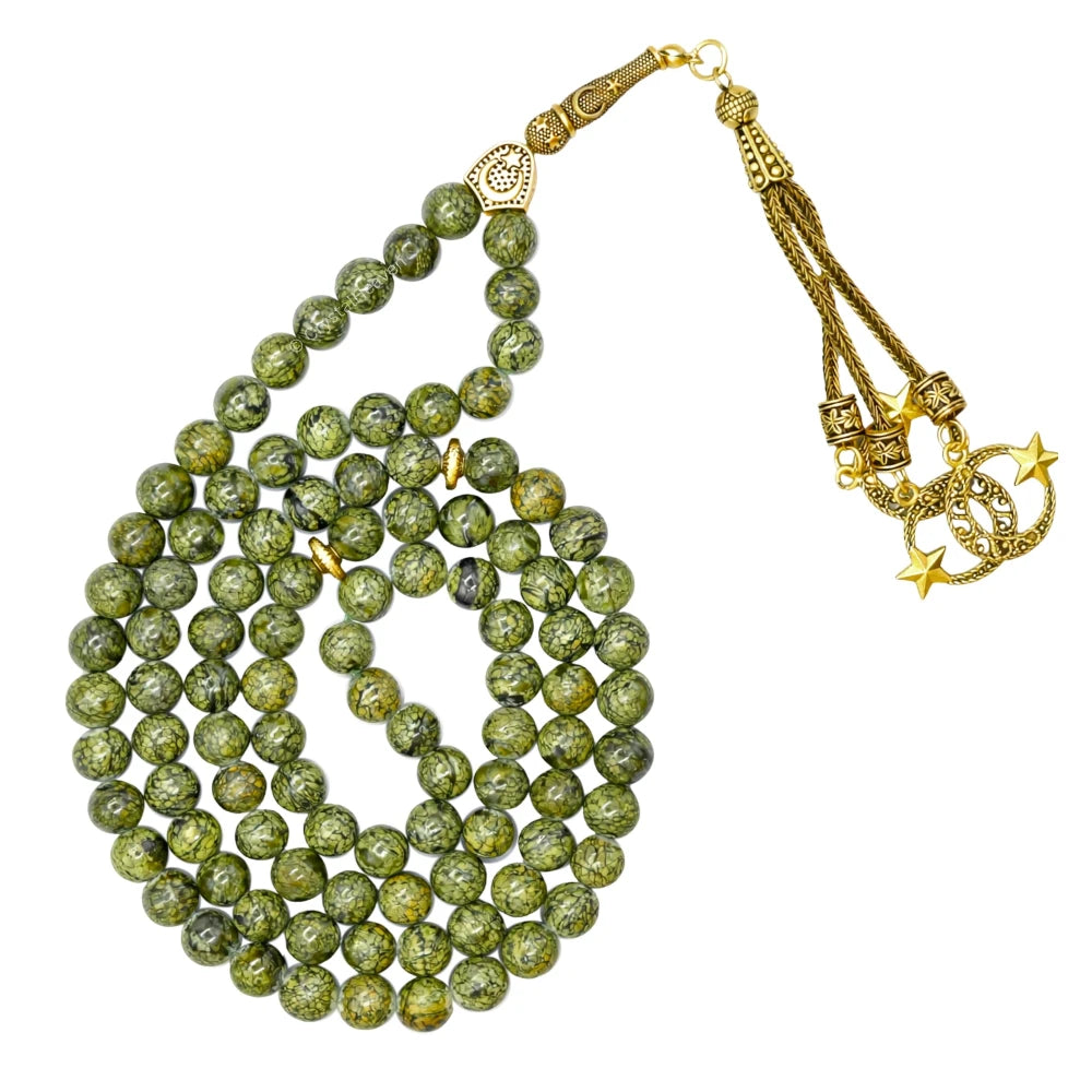 Serpentine Russian Crystal Tasbih (Gold)