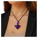 Amethyst Pyramid Macrame Pendant Necklace