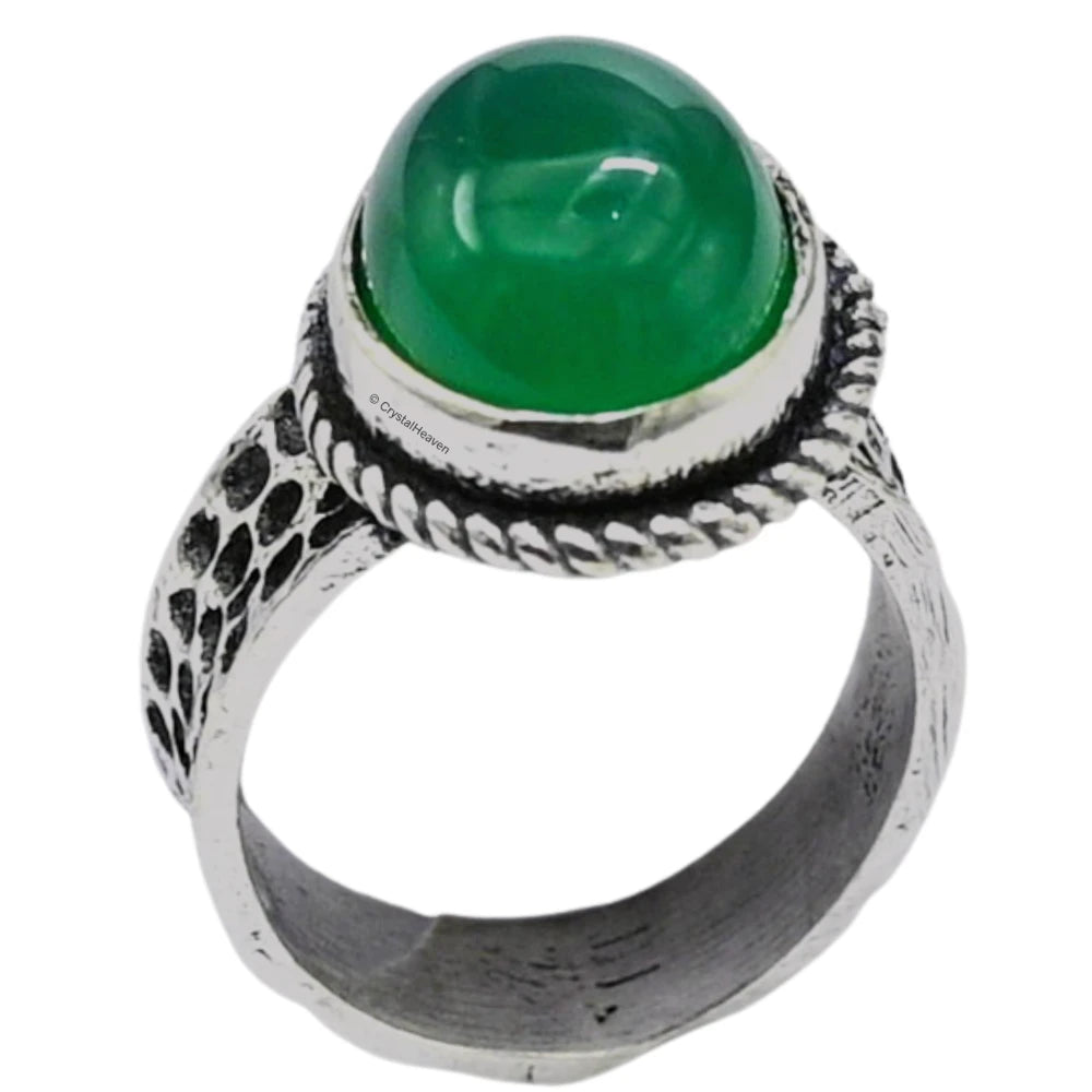 Green Aventurine Onyx Ring (Silver/Oval)