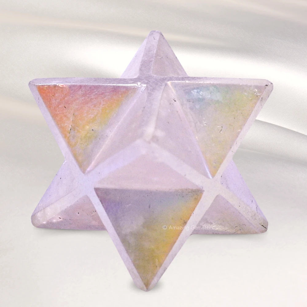 Angel Aura Rose Quartz Crystal Merkaba (15-20 mm)