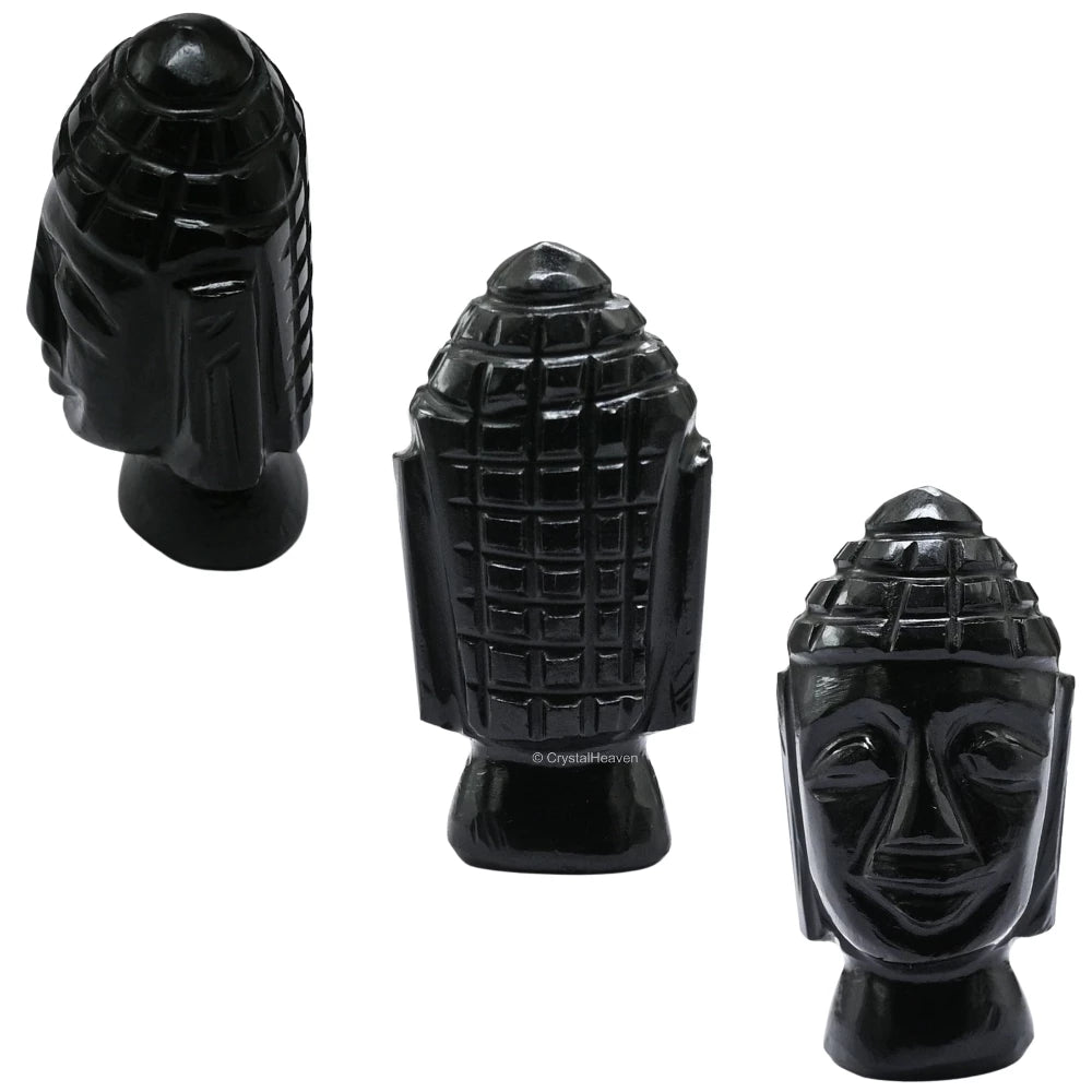 Black Obsidian Buddha Head