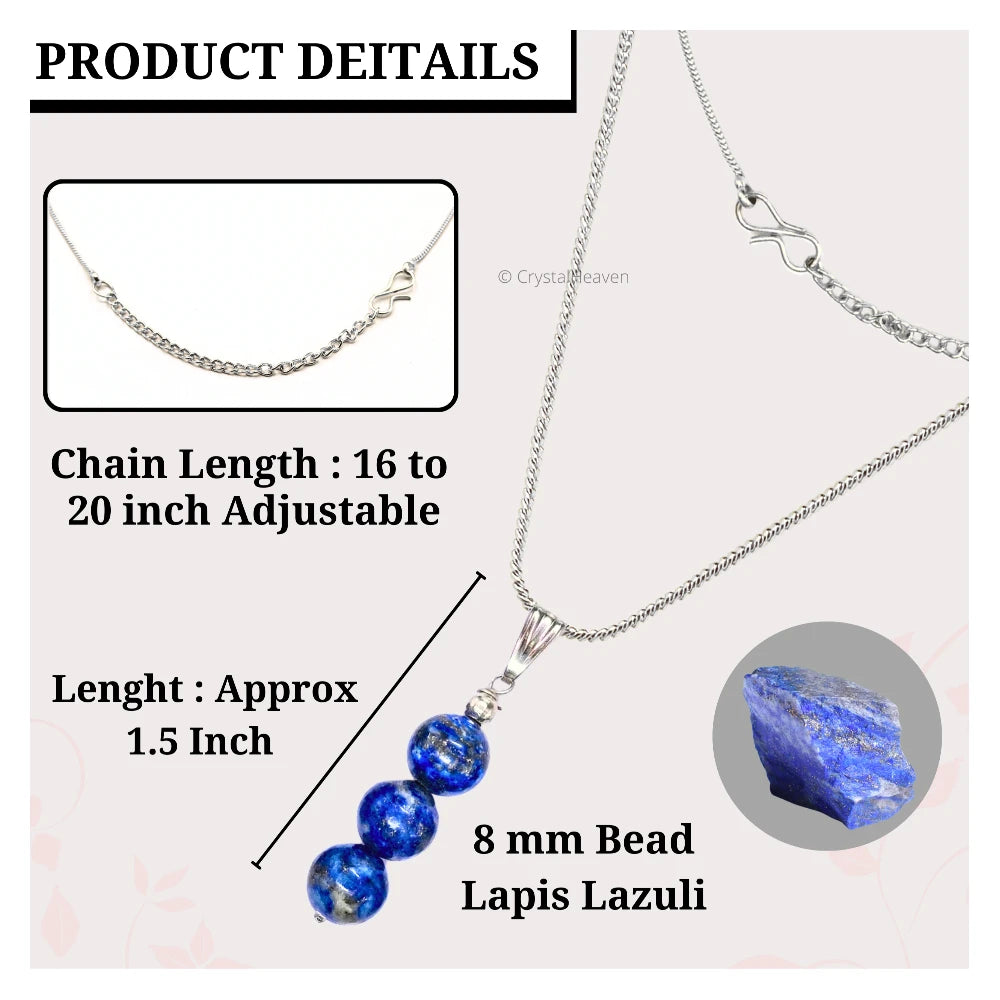 Lapis Lazuli Crystal Bead Necklace (Silver)