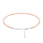 Peach Moonstone Anklet - 2mm Faceted Beads (Silver)
