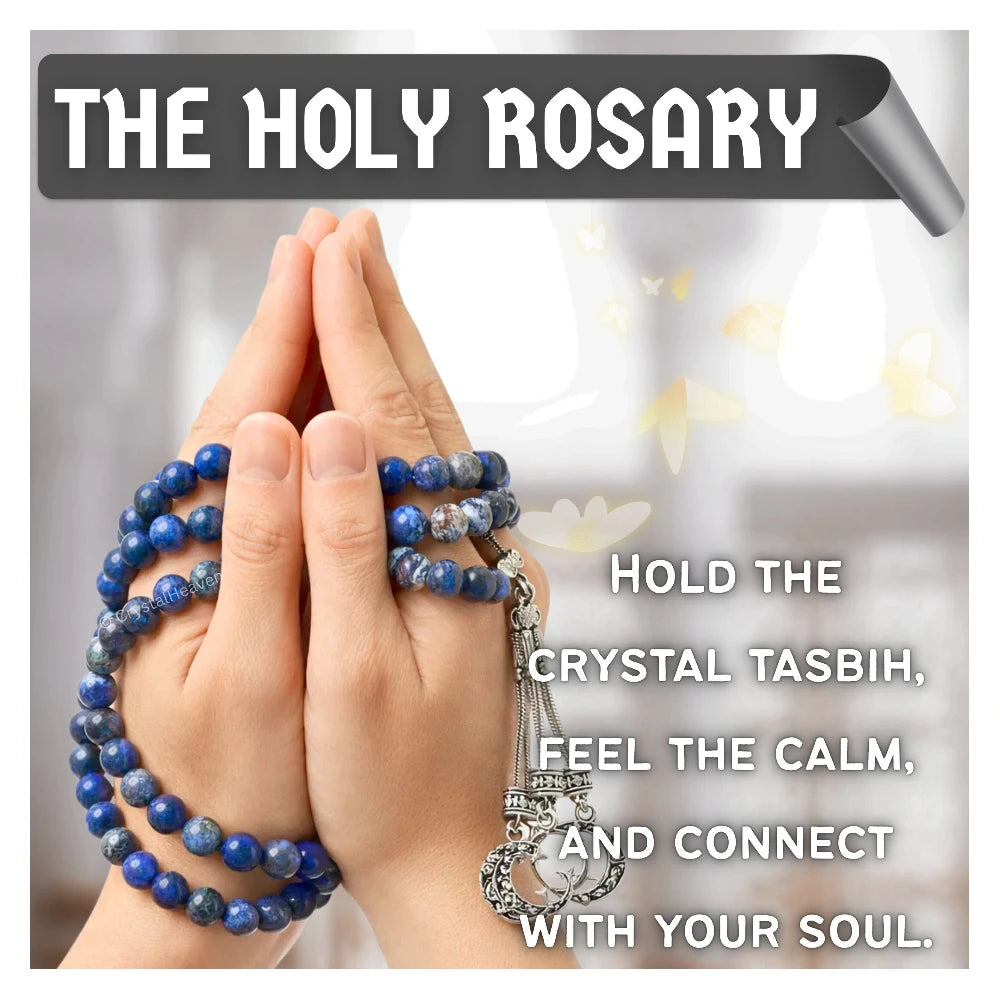 Sodalite Crystal Tasbih (Silver)