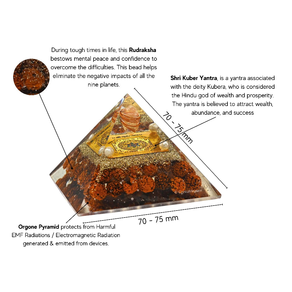 Rudraksha Orgone Pyramid - Shri Kuber Yantra