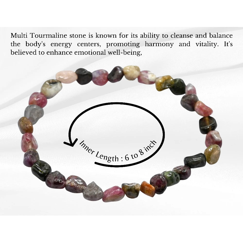 Multi tourmaline Tumbled Bracelet (Elastic)