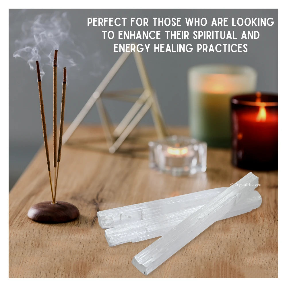 Selenite Wand Charging Plate Stick - 8" Inch (Pack of 3)