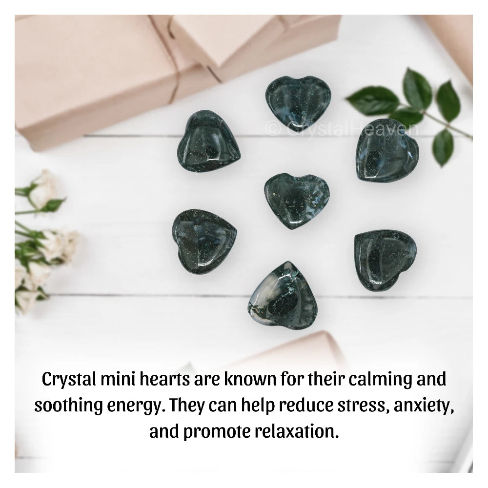 Moss Agate Mini Heart (Pack of 2)