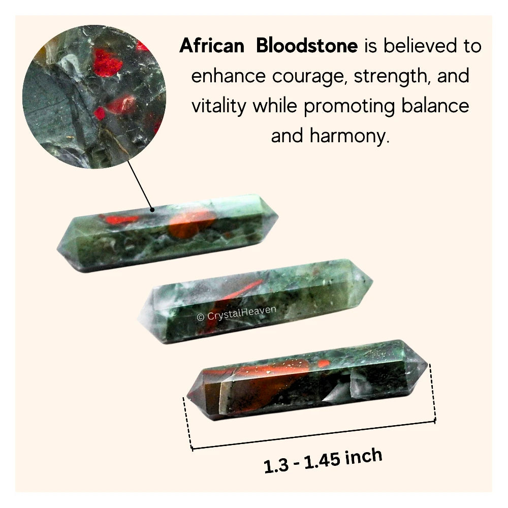 African Bloodstone Pencil Points (Double Terminated) (Set of 10)