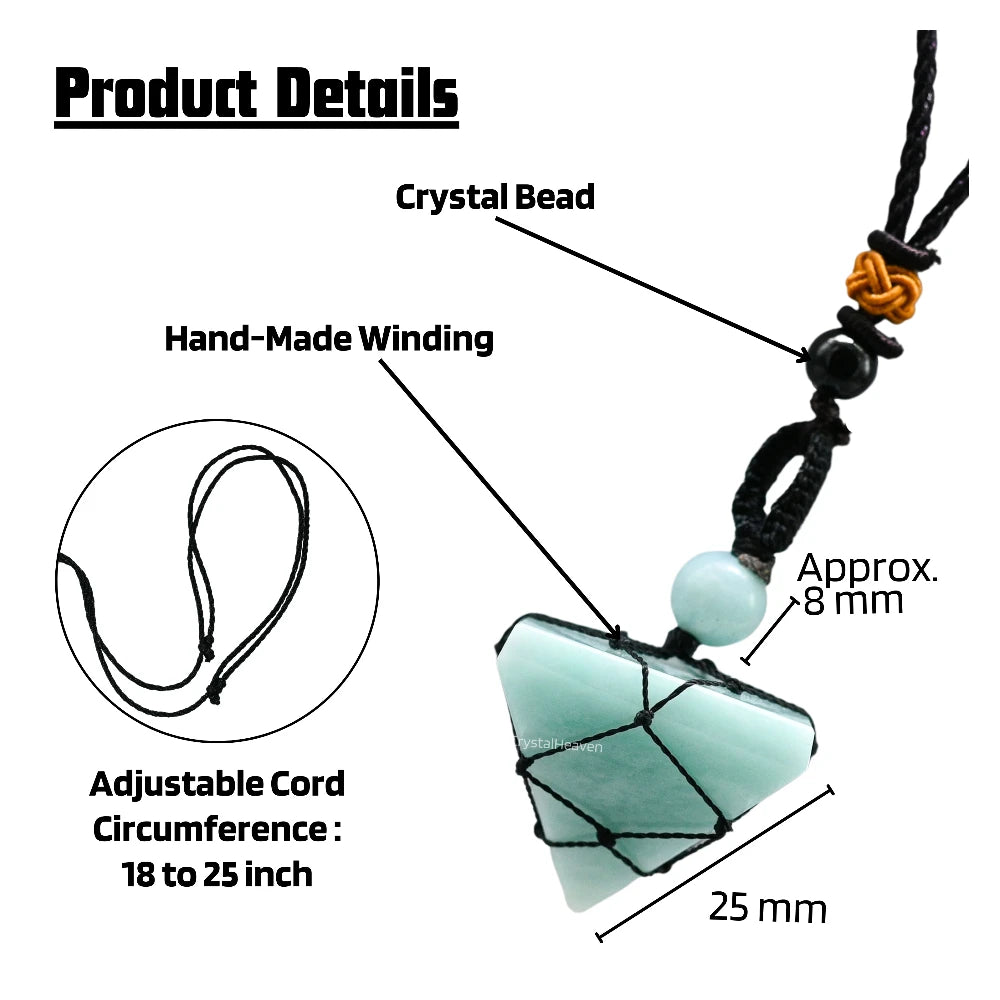 Amazonite Pyramid Macrame Pendant Necklace