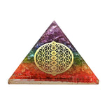 7 Chakra Onyx Orgone Pyramid (Chakra Flower Of Life)