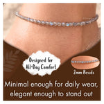 Labradorite Anklet - 2mm Faceted Beads (Silver)