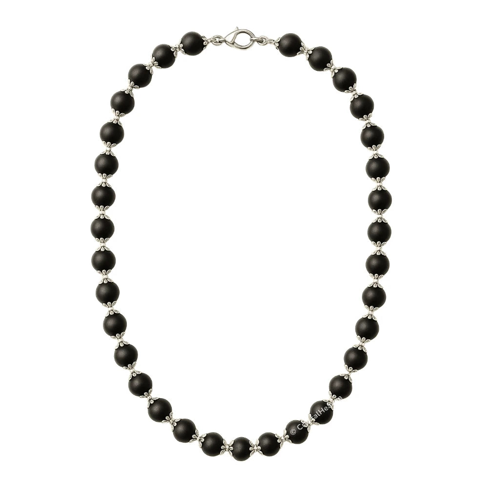 6mm Karungali Necklace - Classic Silver Chain