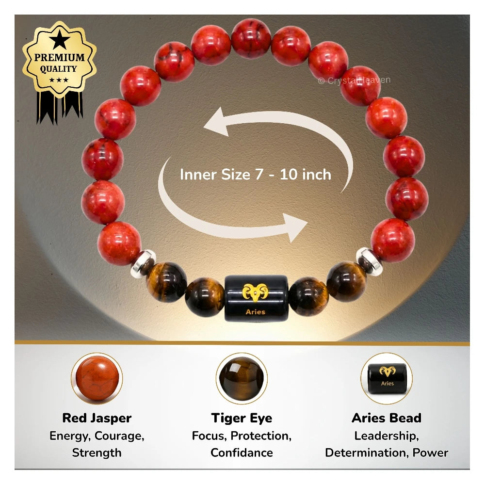 Aries Bracelet (मेष राशि) - Red Jasper & Tiger Eye
