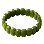 Green Jade Faceted Beads Bracelet - Oval Stone