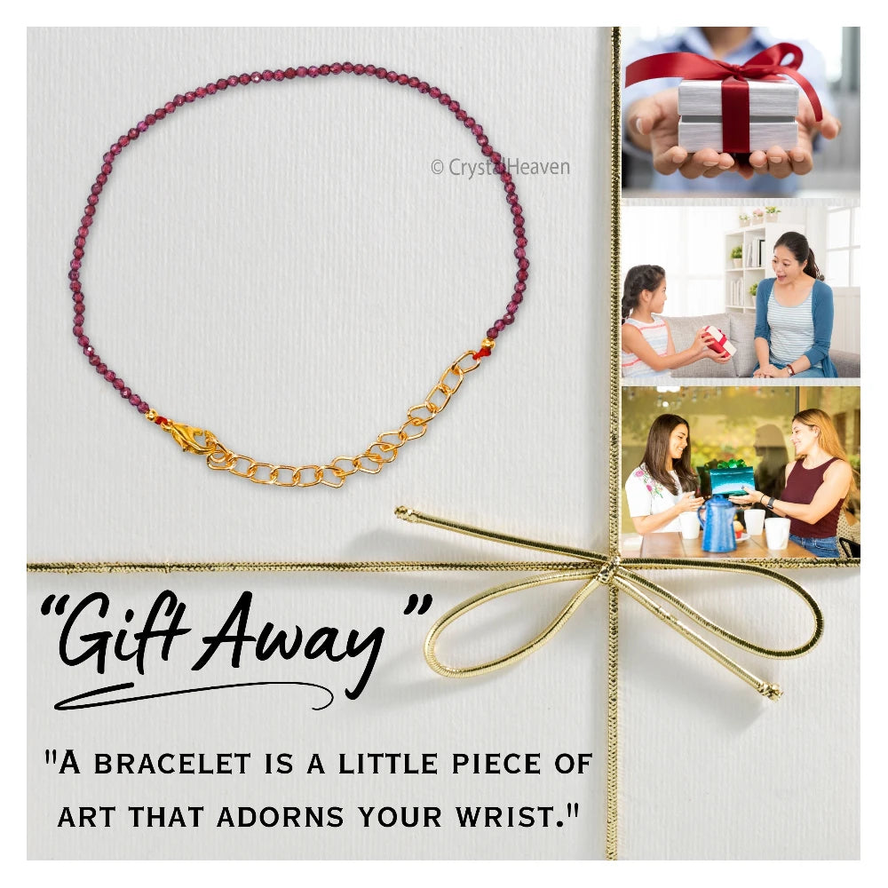 Red Garnet Bracelets - 2mm Faceted Beads (Gold)