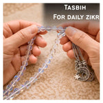 White Mermaid Glass Crystal Tasbih (Silver)