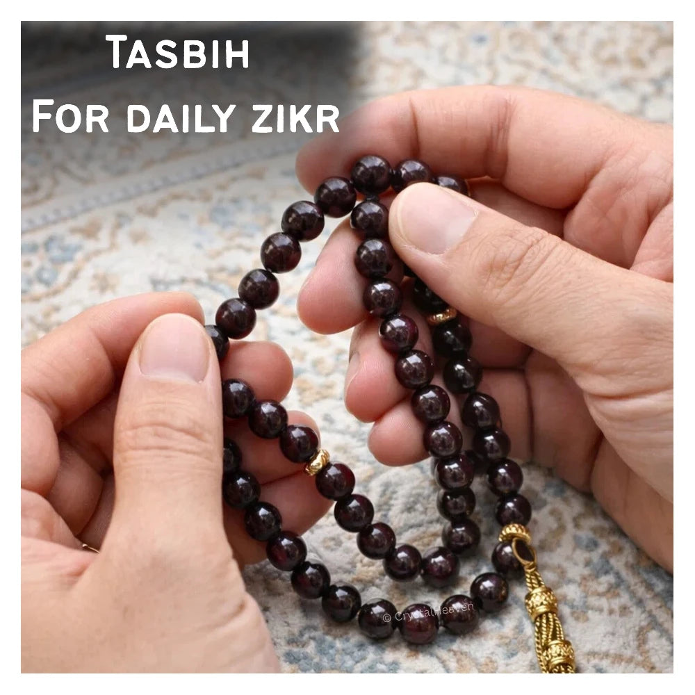 Garnet Crystal Tasbih (Gold)