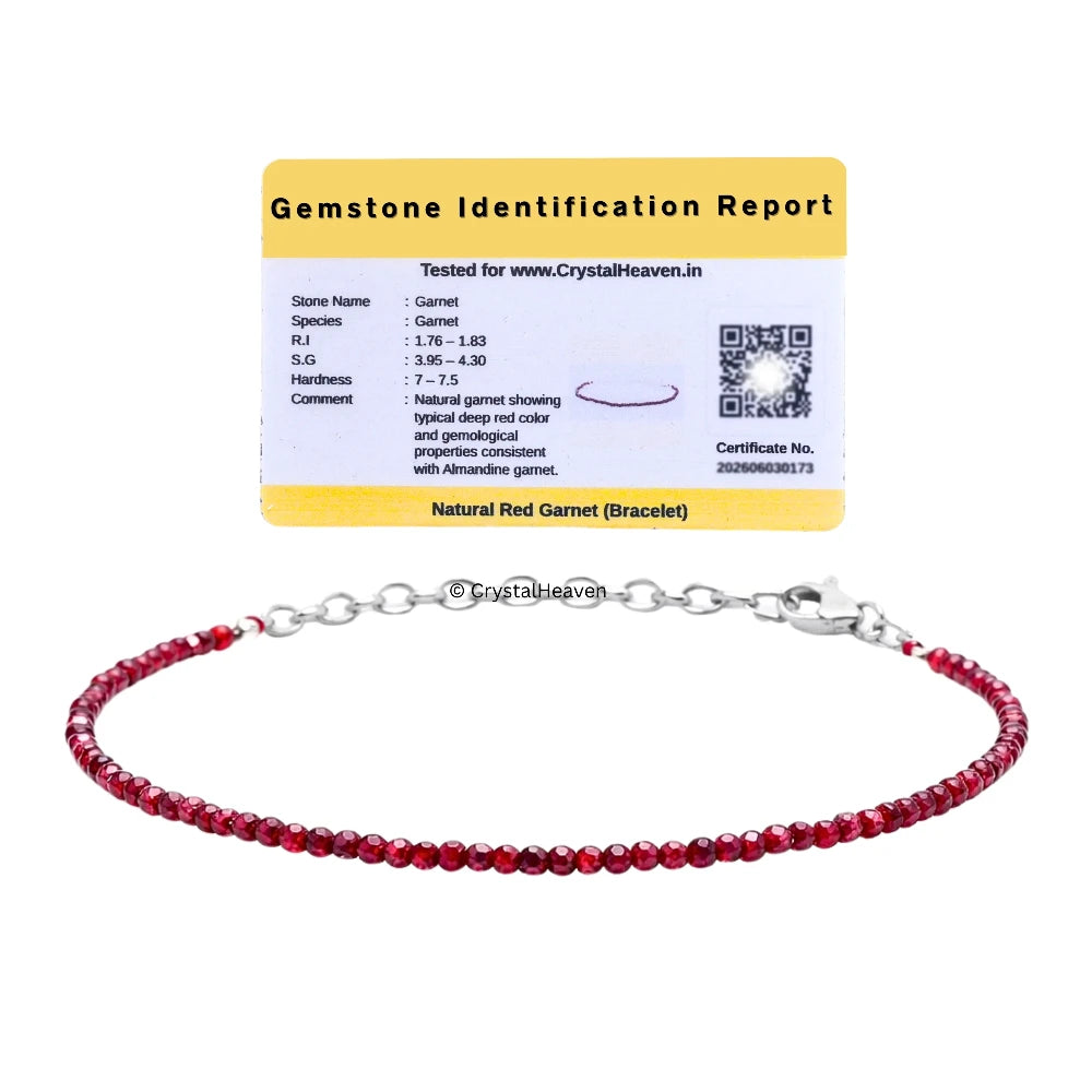 Red Garnet Bracelets - 2mm Faceted Beads (Silver)